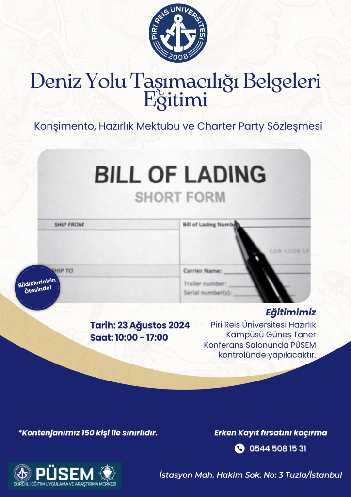 Deniz Yolu Taşımacılığı Belgeleri Eğitimi